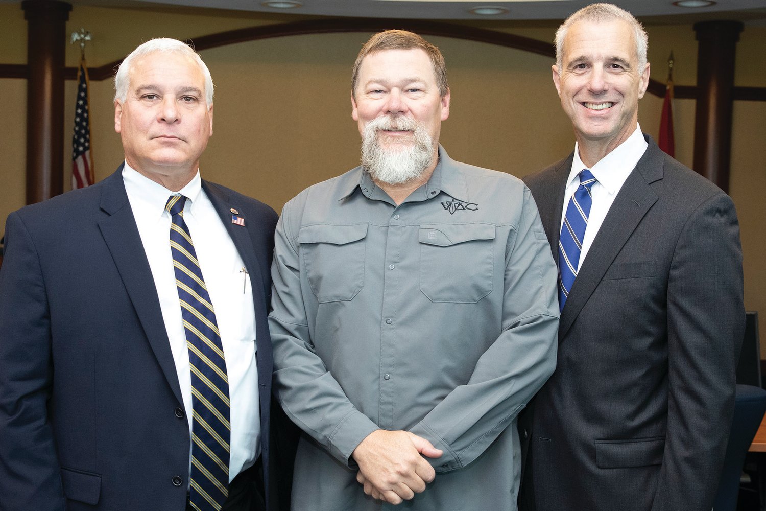 IRSC President Dr. Timothy Moore with Sergeant Major Kyle Lamb and Lieutenant General Reynold Hoover (left to right). General Hoover and SGM Lamb spoke at the IRSC Treasure Coast Public Safety Training Complex at the “21st Century Leadership — From the Battlefield to the C-Suite” conference attended by nearly 100 regional law enforcement professionals on June 24.